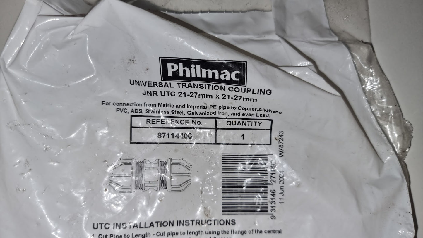 Philmac Universal Transition Coupler 21-27mm x 21-27mm (87114400)